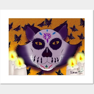 Dia De Los Muertos Cat Posters and Art